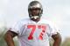 July 28, 2012; Tampa, FL, USA; Tampa Bay Buccaneers offensive guard Carl Nicks (77) during training camp at One Buc Place. Mandatory Credit: Kim Klement-US PRESSWIRE