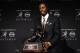 Dec 10, 2011; New York, NY, USA; Baylor Bears quarterback Robert Griffin III poses for a photo with the 2011 Heisman Trophy at a press conference at the Marriott Marquis in downtown New York City. Mandatory Credit: Jerry Lai-US PRESSWIRE