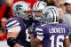 MANHATTAN, KS - OCTOBER 27: Quarterback Collin Klein #7 of the Kansas State Wildcats is congratulated by teammates after running the ball in for a touchdown during the game against the Texas Tech Red Raiders at Bill Snyder Family Football Stadium on October 27, 2012 in Manhattan, Kansas. (Photo by Jamie Squire/Getty Images)