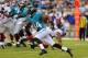 JACKSONVILLE, FL - AUGUST 10: Wide receiver Cecil Shorts III of the Jacksonville Jaguars runs upfield on an end around play in the first quarter against the New York Giants in a pre-season football game August 10, 2011 at EverBank Field in Jacksonville, Florida. (Photo by Al Messerschmidt/Getty Images)