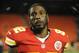 August 24, 2012; Kansas City, MO, USA; Kansas City Chiefs wide receiver Dwayne Bowe (82) leaves the field after the game against the Seattle Seahawks at Arrowhead Stadium. Seattle won the game 44-14. Mandatory Credit: Denny Medley-US PRESSWIRE