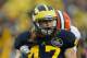 ANN ARBOR, MI - OCTOBER 13: Jake Ryan #47 of the Michigan Wolverines reacts after a third quarter sack while playing the Illinois Fighting Illini at Michigan Stadium on October 13, 2012 in Ann Arbor, Michigan. Michigan won the game 45-0. (Photo by Gregory Shamus/Getty Images)