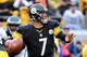 PITTSBURGH, PA - OCTOBER 07:Ben Roethlisberger #7 of the Pittsburgh Steelers drops back to pass against the Philadelphia Eagles on October 7, 2012 at Heinz Field in Pittsburgh, Pennsylvania. Pittsburgh won the game 16-14. (Photo by Joe Sargent/Getty Images)