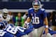 ARLINGTON, TX - OCTOBER 28: Eli Manning #10 of the New York Giants calls the play at the line of scrimmage against the Dallas Cowboys at Cowboys Stadium on October 28, 2012 in Arlington, Texas. The New York Giants beat the Dallas Cowboys 29-26. (Photo by Tom Pennington/Getty Images)