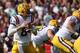 COLLEGE STATION, TX - OCTOBER 20: Zach Mettenberger #8 of the LSU Tigers throws against the Texas A&M Aggies at Kyle Field on October 20, 2012 in College Station, Texas. (Photo by Ronald Martinez/Getty Images)