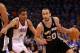 OKLAHOMA CITY, OK - MAY 31: Manu Ginobili #20 of the San Antonio Spurs drives on Thabo Sefolosha #2 of the Oklahoma City Thunder in the first quarter in Game Three of the Western Conference Finals of the 2012 NBA Playoffs at Chesapeake Energy Arena on May 31, 2012 in Oklahoma City, Oklahoma. NOTE TO USER: User expressly acknowledges and agrees that, by downloading and or using this photograph, User is consenting to the terms and conditions of the Getty Images License Agreement. (Photo by Ronald Martinez/Getty Images)