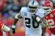 KANSAS CITY, MO - OCTOBER 28: Running back Darren McFadden #20 of the Oakland Raiders rushes for a first down against the Kansas City Chiefs during the fourth quarter on October 28, 2012 at Arrowhead Stadium in Kansas City, Missouri. Oakland defeated Kansas City 26-16. (Photo by Peter Aiken/Getty Images)
