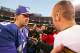 EAST RUTHERFORD, NJ - DECEMBER 18: Ben Roethlisberger #7 of the Pittsburgh Steelers talks with Eli Manning #10 of the New York Giants after their game at Giants Stadium on December 18, 2004 in East Rutherford, New Jersey. The Steelers won 33-30. (Photo by Ezra Shaw/Getty Images)