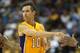 ONTARIO, CA - OCTOBER 10: Steve Nash #10 of the Los Angeles Lakers throws a pass against the Portland Trail Blazers at Citizens Business Bank Arena on October 10, 2012 in Ontario, California. Portland won 93-75. NOTE TO USER: User expressly acknowledges and agrees that, by downloading and or using this photograph, User is consenting to the terms and conditions of the Getty Images License Agreement. (Photo by Stephen Dunn/Getty Images)