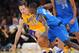 October 30, 2012; Los Angeles, CA, USA; Los Angeles Lakers point guard Steve Nash (10) guards Dallas Mavericks point guard Darren Collison (4) in the second half of the game at the Staples Center. Dallas won 99-91. Mandatory Credit: Jayne Kamin-Oncea-US PRESSWIRE