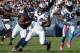 Oct 28, 2012; Chicago, IL, USA; Carolina Panthers running back DeAngelo Williams (34) rushes the ball against the Chicago Bears during the second half at Soldier Field. The Chicago Bears defeat the Carolina Panthers 23-22. Mandatory Credit: Mike DiNovo-US PRESSWIRE