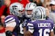 MANHATTAN, KS - OCTOBER 27: Quarterback Collin Klein #7 of the Kansas State Wildcats is congratulated by teammates after running the ball in for a touchdown during the game against the Texas Tech Red Raiders at Bill Snyder Family Football Stadium on October 27, 2012 in Manhattan, Kansas. (Photo by Jamie Squire/Getty Images)