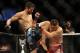 February 4, 2012; Las Vegas, NV, USA; UFC fighter Carlos Condit (left) fights against Nick Diaz (right) during UFC 143 at the Mandalay Bay Events Center. Carlos Codit defeated Nick Diaz. Mandatory Credit: Kelvin Kuo-US PRESSWIRE