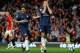 MANCHESTER, ENGLAND - AUGUST 29: Robin van Persie (R) of Arsenal shows his dejection with team mate Eduardo after having a goal disallowed during the Barclays Premier League match between Manchester United and Arsenal at Old Trafford on August 29, 2009 in Manchester, England. (Photo by Laurence Griffiths/Getty Images)