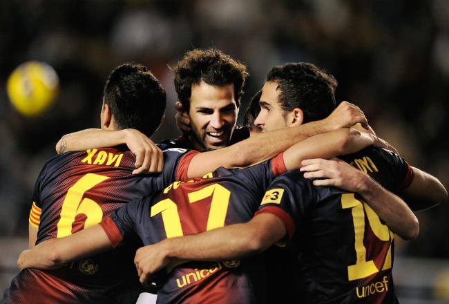 Barcelona celebrate yet another goal and another victory in La Liga this season, this time beating Celta Vigo 3-1 at Camp Nou Barcelona celebrate yet another goal and another victory in La Liga this season, this time beating Celta Vigo 3-1 at Camp Nou