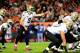 Oct 28, 2012; Denver, CO, USA; New Orleans Saints quarterback Drew Brees (9) calls out instructions in the second quarter against the Denver Broncos at Sports Authority Field. Mandatory Credit: Byron Hetzler-US PRESSWIRE
