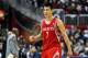 Nov 2, 2012; Atlanta, GA, USA; Houston Rockets point guard Jeremy Lin (7) celebrates in the second half against the Atlanta Hawks at Philips Arena. The Rockets won 109-102. Mandatory Credit: Daniel Shirey-US PRESSWIRE
