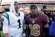 LANDOVER, MD - NOVEMBER 04: Quarterback Cam Newton #1 of the Carolina Panthers and quarterback Robert Griffin III #10 of the Washington Redskins talk following the Panthers 21-13 win at FedExField on November 4, 2012 in Landover, Maryland. (Photo by Rob Carr/Getty Images)