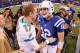 INDIANAPOLIS, IN - NOVEMBER 04: Ryan Tannehill #17 of the Miami Dolphins and Andrew Luck #12 of the Indianapolis Colts talk after a 23-20 colts win at Lucas Oil Stadium on November 4, 2012 in Indianapolis, Indiana. (Photo by Gregory Shamus/Getty Images)