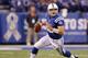 INDIANAPOLIS, IN - NOVEMBER 04: Andrew Luck #12 of the Indianapolis Colts looks for a open receiver while playing the Miami Dolphins at Lucas Oil Stadium on November 4, 2012 in Indianapolis, Indiana. (Photo by Gregory Shamus/Getty Images)