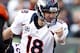 Nov 4, 2012; Cincinnati, OH, USA; Denver Broncos quarterback Peyton Manning (18) calls an audible during the second half against the Cincinnati Bengals at Paul Brown Stadium. The Broncos defeated the Bengals 31-23. Mandatory Credit: Frank Victores-US PRESSWIRE
