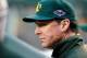 DETROIT, MI - OCTOBER 06: Manager Bob Melvin of the Oakland Athletics looks on from the dugout against the Detroit Tigers during Game One of the American League Division Series at Comerica Park on October 6, 2012 in Detroit, Michigan. (Photo by Gregory Shamus/Getty Images)