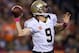 DENVER, CO - OCTOBER 28: Quarterback Drew Brees #9 of the New Orleans Saints throws a pass during the first quarter against the Denver Broncos at Sports Authority Field Field at Mile High on October 28, 2012 in Denver, Colorado. (Photo by Justin Edmonds/Getty Images)