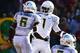 LOS ANGELES, CA - NOVEMBER 03: Josh Huff #1 of the Oregon Ducks celebrates a touchdown with teammate De'Anthony Thomas #6 during their game against the USC Trojans at Los Angeles Memorial Coliseum on November 3, 2012 in Los Angeles, California. (Photo by Robert Laberge/Getty Images)