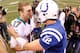 INDIANAPOLIS, IN - NOVEMBER 04: Ryan Tannehill #17 of the Miami Dolphins and Andrew Luck #12 of the Indianapolis Colts talk after a 23-20 colts win at Lucas Oil Stadium on November 4, 2012 in Indianapolis, Indiana. (Photo by Gregory Shamus/Getty Images)