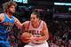 Nov 3, 2012; Chicago, IL, USA; Chicago Bulls center Joakim Noah (13) drives against New Orleans Hornets center Robin Lopez (15) during the second half at the United Center. The Hornets won 89-82. Mandatory Credit: Dennis Wierzbicki-US PRESSWIRE