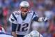 ORCHARD PARK, NY - SEPTEMBER 30: Tom Brady #12 of the New England Patriots calls signals against the Buffalo Bills at Ralph Wilson Stadium on September 30, 2012 in Orchard Park, New York. New England won 52-28.(Photo by Rick Stewart/Getty Images)
