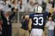 STATE COLLEGE, PA - OCTOBER 27: Linebacker Michael Yancich #33 of the Penn State Nittany Lions celebrates his touchdown against the Ohio State Buckeyes in the second quarter at Beaver Stadium on October 27, 2012 in State College, Pennsylvania. (Photo by Patrick Smith/Getty Images)