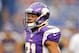 Oct 21, 2012; Minneapolis, MN, USA; Minnesota Vikings wide receiver Jerome Simpson (81) waits his turn for a drill during the warm up session prior to the game with the Arizona Cardinals at the Metrodome. Mandatory Credit: Bruce Kluckhohn-US PRESSWIRE