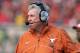 Nov 3, 2012; Lubbock, TX, USA; Texas Longhorns head coach Mack Brown on the sidelines during the game with the Texas Tech Red Raiders at Jones AT&T Stadium. Mandatory Credit: Michael C. Johnson-US PRESSWIRE