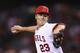 ANAHEIM, CA - SEPTEMBER 25: Zack Greinke #23 of the Los Angeles Angels of Anaheim pitches against the Seattle Mariners in the fifth inning at Angel Stadium of Anaheim on September 25, 2012 in Anaheim, California. (Photo by Jeff Gross/Getty Images)