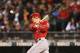 SEATTLE, WA - OCTOBER 02: Mike Trout #27 of the Los Angeles Angels of Anaheim hits a bouncer up the third base line for a single in the third inning against the Seattle Mariners at Safeco Field on October 2, 2012 in Seattle, Washington. (Photo by Otto Greule Jr/Getty Images)