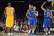 Nov 2, 2012; Los Angeles, CA, USA; Los Angeles Clippers forward Blake Griffin (32), center DeAndre Jordan (6) and guard Willie Green (34) react as Los Angeles Lakers guard Kobe Bryant (24) watches at the Staples Center. The Clippers defeated the Lakers 105-95 Mandatory Credit: Kirby Lee/Image of Sport-US PRESSWIRE