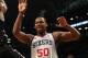 NEW YORK, NY - OCTOBER 19: Lavoy Allen #50 of the Philadelphia 76ers blocks the shot against the Brooklyn Nets during a preseason game at the Barclays Center on October 19, 2012 in the Brooklyn borough of New York City. The 76ers defeated teh Nets 106-76. NOTE TO USER: User expressly acknowledges and agrees that, by downloading and/or using this photograph, user is consenting to the terms and conditions of the Getty Images License Agreement. (Photo by Bruce Bennett/Getty Images)
