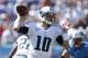 NASHVILLE, TN - SEPTEMBER 23: Jake Locker #10 of the Tennessee Titans throws a pass against the Detroit Lions during the game at LP Field on September 23, 2012 in Nashville, Tennessee. (Photo by Joe Robbins/Getty Images)