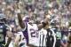SEATTLE, WA - NOVEMBER 4: Walter Thurmond #28 of the Minnesota Vikings celebrates scoring a touchdown against the Seattle Seahawks during a game at CenturyLink Field on November 4, 2012 in Seattle, Washington. (Photo by Stephen Brashear/Getty Images)