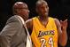 LOS ANGELES, CA - NOVEMBER 02: Head coach Mike Brown and Kobe Bryant #24 of the Los Angeles Lakers confer during the game against the Los Angeles Clippers at Staples Center on November 2, 2012 in Los Angeles, California. The Clippers won 105-95. NOTE TO USER: User expressly acknowledges and agrees that, by downloading and or using this photograph, User is consenting to the terms and conditions of the Getty Images License Agreement. (Photo by Stephen Dunn/Getty Images)
