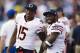NASHVILLE, TN - NOVEMBER 4: Brandon Marshall #15 and Earl Bennett #80 of the Chicago Bears watch from the sidelines during a game against the Tennessee Titans at LP Field on November 4, 2012 in Nashville, Tennessee. The Bears defeated the Titans 51-20. (Photo by Wesley Hitt/Getty Images)