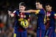 BARCELONA, SPAIN - NOVEMBER 03: Lionel Messi of FC Barcelona and his teammate Xavi Hernandez point during the La Liga match between FC Barcelona and RC Celta de Vigo at Camp Nou on November 3, 2012 in Barcelona, Spain. (Photo by David Ramos/Getty Images)