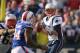 ORCHARD PARK, NY - SEPTEMBER 30: Tom Brady #12 of the New England Patriots looks to pass against the Buffalo Bills at Ralph Wilson Stadium on September 30, 2012 in Orchard Park, New York.New England won 52-28. (Photo by Rick Stewart/Getty Images)