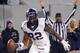 MORGANTOWN, WV - NOVEMBER 03: Josh Boyce #82 of the TCU Horned Frogs celebrates after catching the game winning two point conversion in double overtime against the West Virginia Mountaineers during the game on November 3, 2012 at Mountaineer Field in Morgantown, West Virginia. TCU defeated WVU in two overtimes 39-38. (Photo by Justin K. Aller/Getty Images)