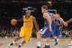 Nov 2, 2012; Los Angeles, CA, USA; Los Angeles Lakers guard Kobe Bryant (24) is defended by Los Angeles Clippers forward Blake Griffin (32) at the Staples Center. The Clippers defeated the Lakers 105-95 Mandatory Credit: Kirby Lee/Image of Sport-US PRESSWIRE