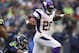 SEATTLE, WA - NOVEMBER 04: Adrian Peterson #28 of the Minnesota Vikings runs through the tackle of Earl Thomas #29 of the Seattle Seahawks during a game at CenturyLink Field on November 4, 2012 in Seattle, Washington. The Seahawks 30-20. (Photo by Stephen Brashear/Getty Images)