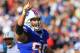 Oct 21, 2012; Orchard Park, NY, USA; Buffalo Bills defensive end Chris Kelsay (90) during the game against the Buffalo Bills at Ralph Wilson Stadium. Titans beat the Bills 35-34. Mandatory Credit: Kevin Hoffman-US PRESSWIRE