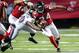 August 9, 2012; Atlanta, GA, USA; Atlanta Falcons defensive back Dominique Franks (24) makes a long punt return in the first half against the Baltimore Ravens at the Georgia Dome. Mandatory Credit: Daniel Shirey-US PRESSWIRE
