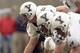 21 Nov 1998: General view of the Harvard Crimson defensive line (left) lined up against the offensive line of the Yale Bulldogs during the game at the Harvard Stadium in Cambridge, Massachusetts. The Bulldogs defeated the Crimson 9-7. Mandatory Credit: Al Bello /Allsport